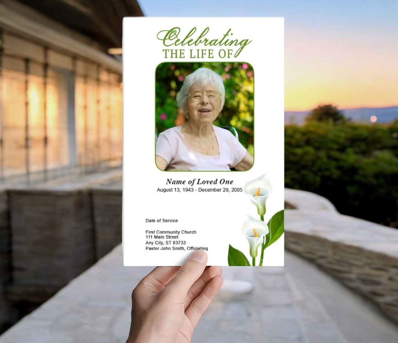 Calle Lily Funeral Program Template – The Funeral Program Site