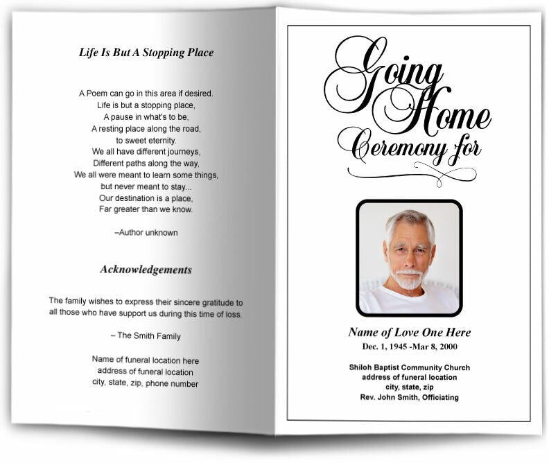 Going Home Funeral Program Template