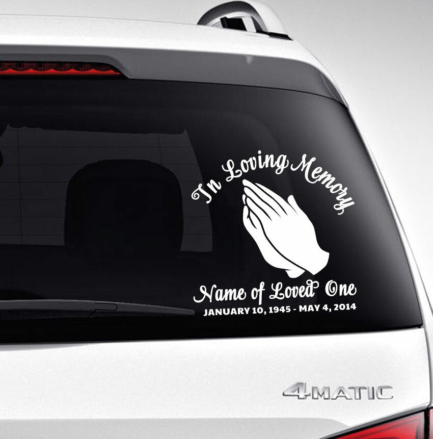 Hands In Memory Car Decals  Funeral Program Site – The Funeral Program Site