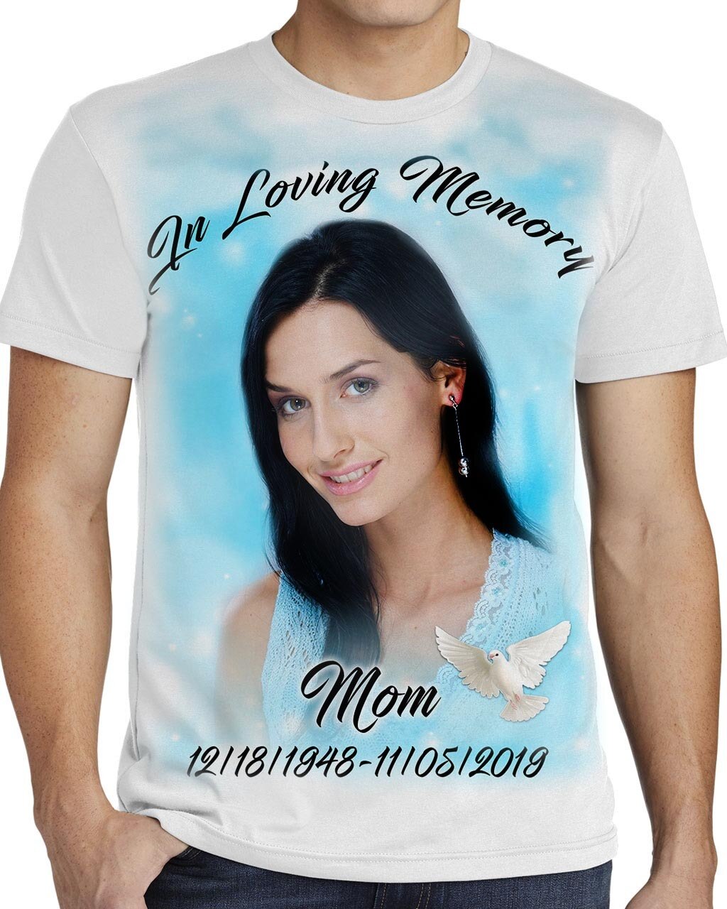 Rest in Peace in Loving Memory T-Shirt Teal Lights (Men-Women) XL