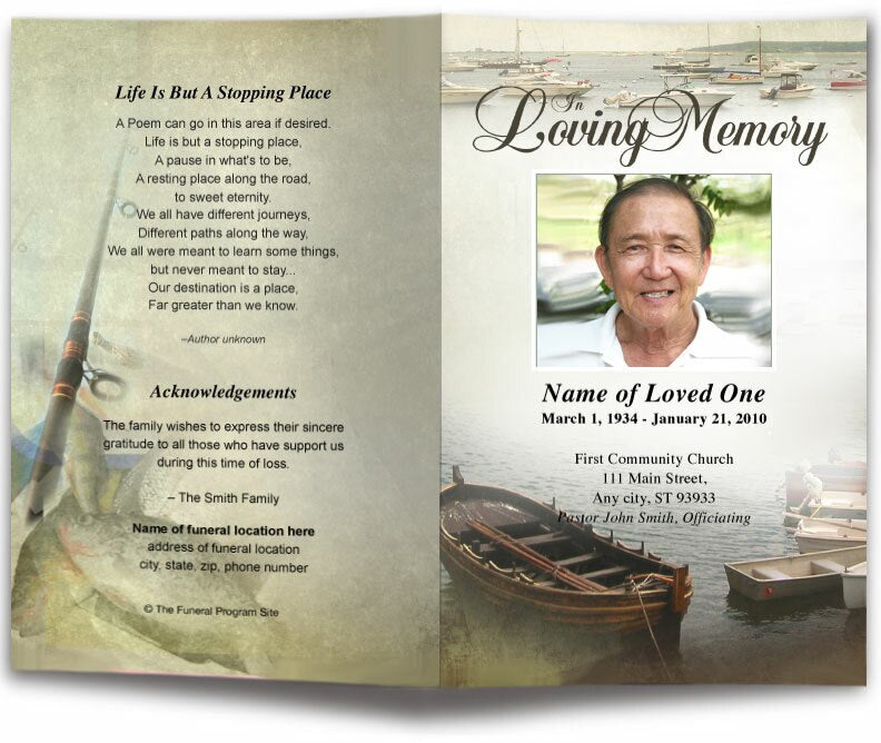 Fishing Funeral Program Template  DIY Funeral Programs – The Funeral  Program Site