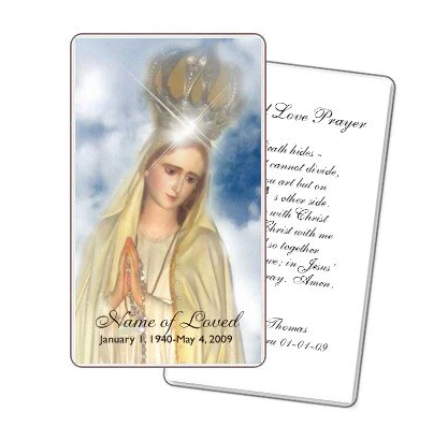 Catholic funeral prayer card verses