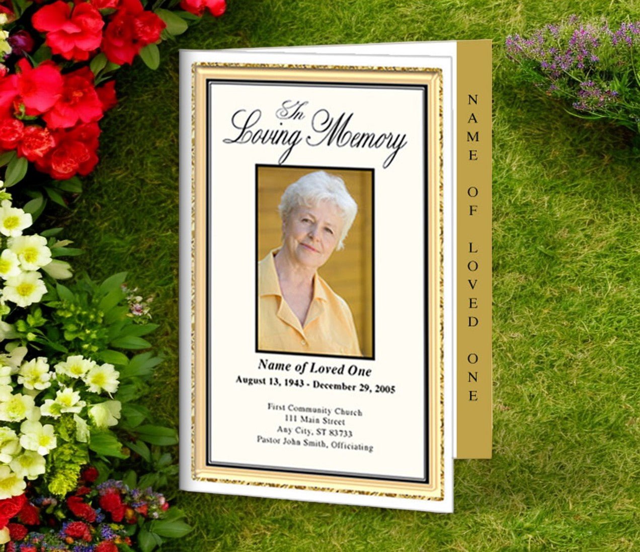 24K 4 - Sided Graduated Funeral Program Template - The Funeral Program Site