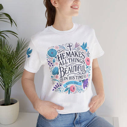 Inspirational Women's Jersey Tee - "He Makes All Things Beautiful"