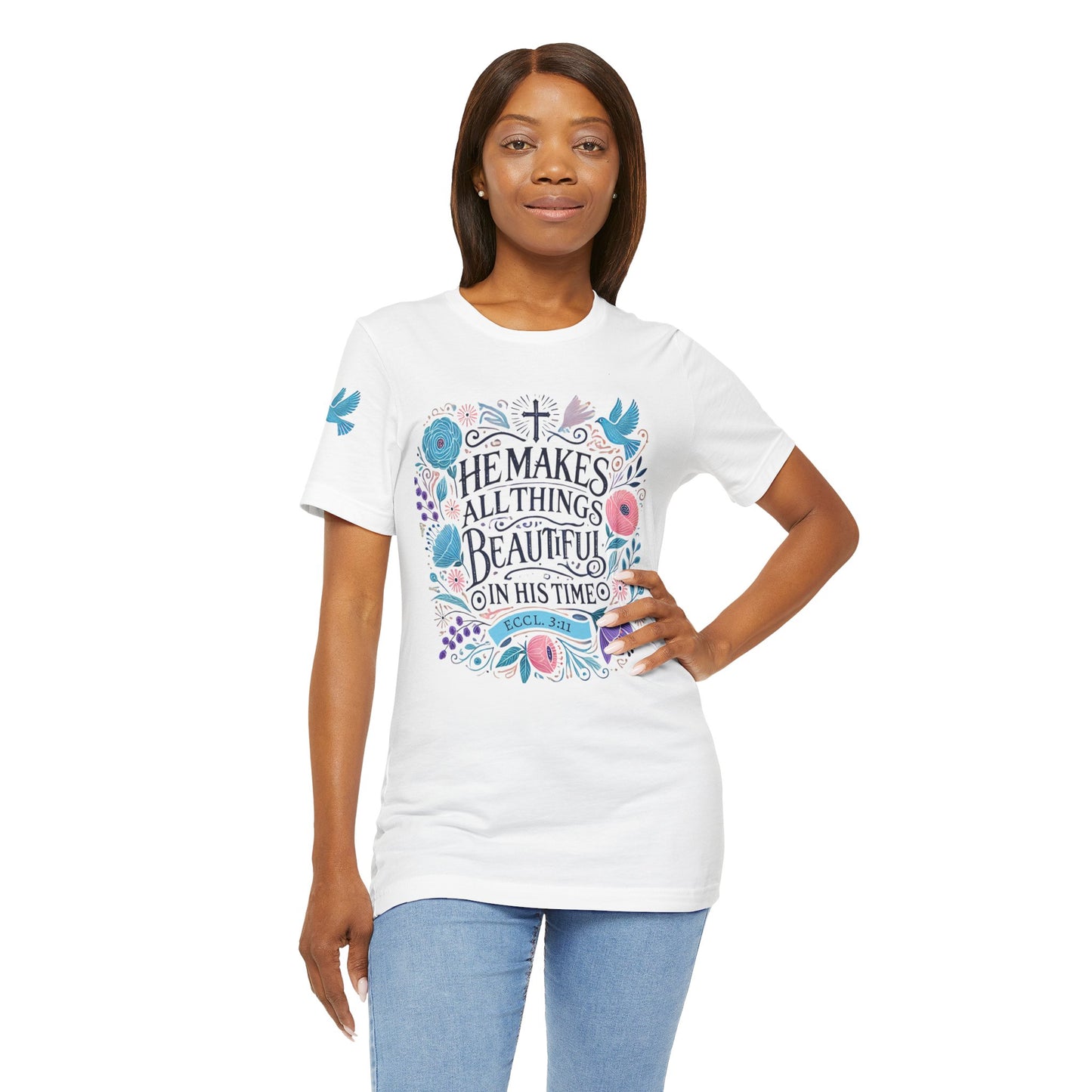 Inspirational Women's Jersey Tee - "He Makes All Things Beautiful"