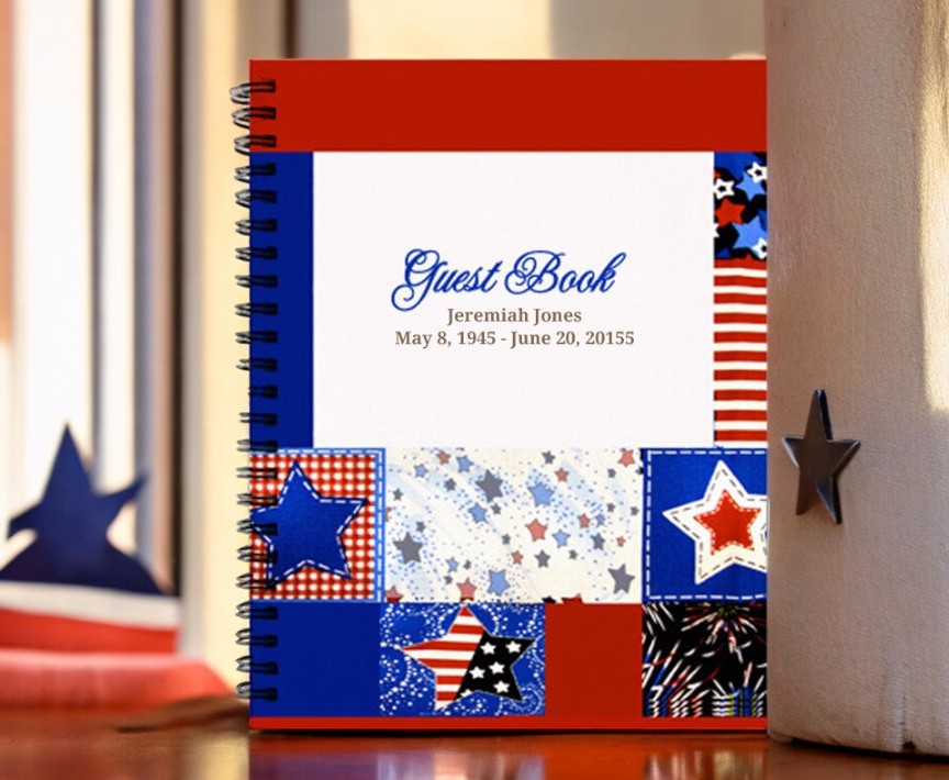 Americana Spiral Wire Bind Memorial Funeral Guest Book