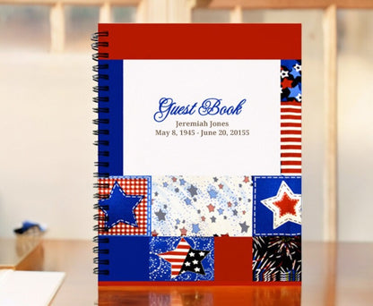 Americana Spiral Wire Bind Memorial Funeral Guest Book