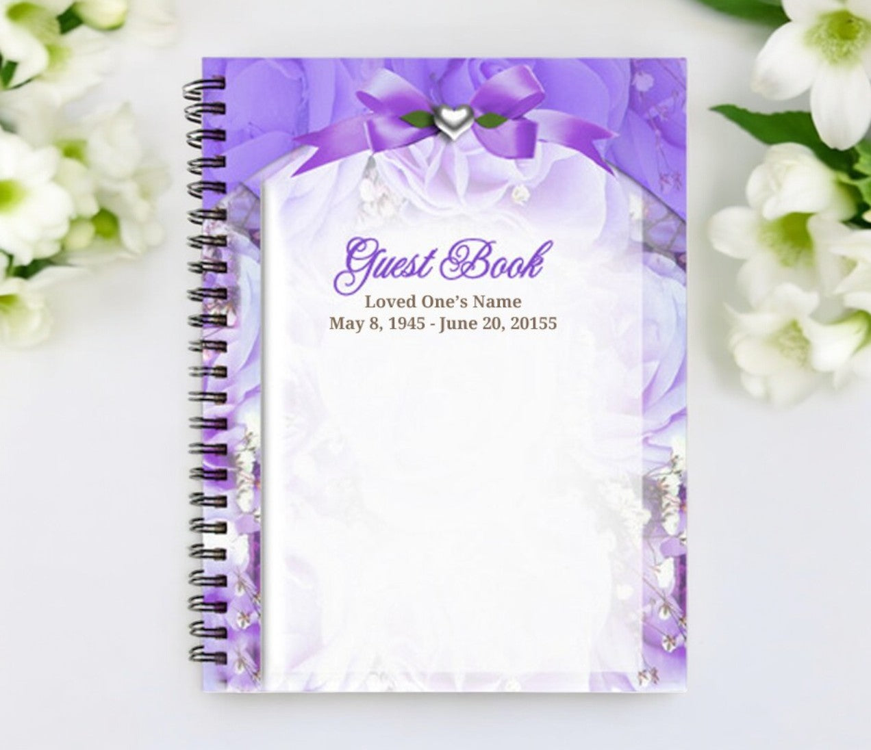 Amethyst Spiral Wire Bind Memorial Guest Registry Book