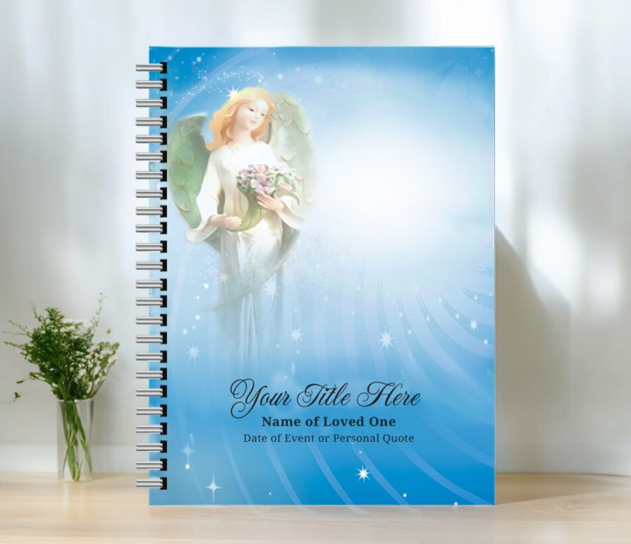 Angelica Spiral Wire Bind Memorial Funeral Guest Book