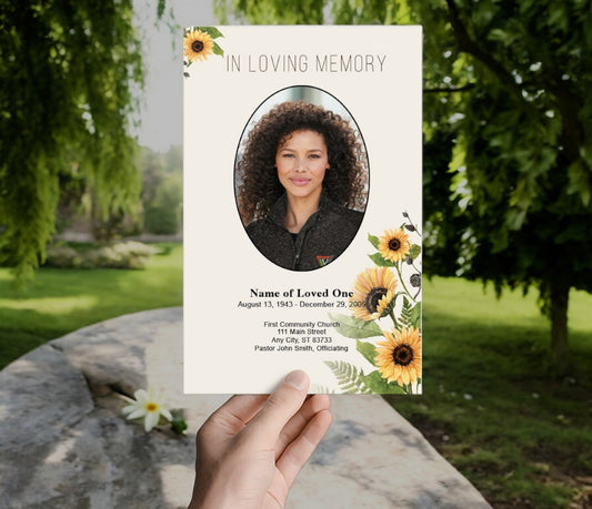 Black Eyed Susan Watercolor Funeral Program Template