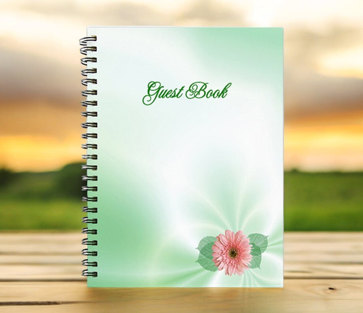 Blossom Spiral Wire Bind Memorial Funeral Guest Book
