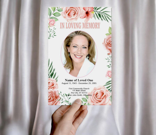 Blush Watercolor Funeral Program Template