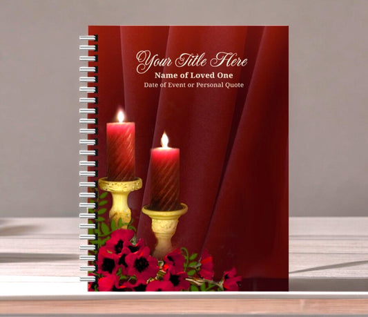 Candlelight Spiral Wire Bind Memorial Funeral Guest Book