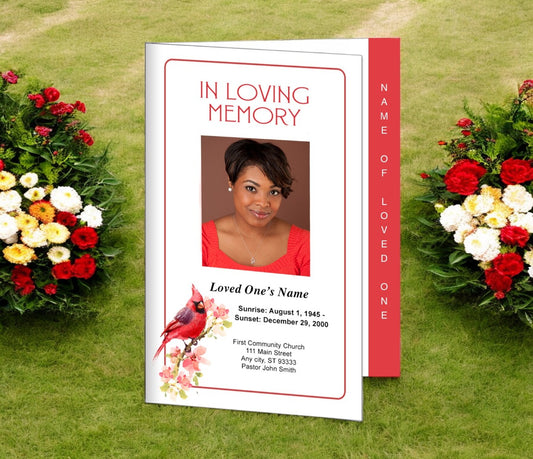 Cardinal 4-Sided Graduated Funeral Program Template