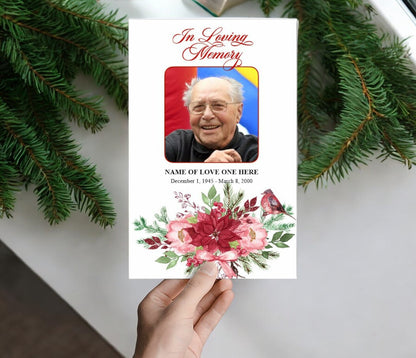 Christmas Floral Watercolor Funeral Program Template