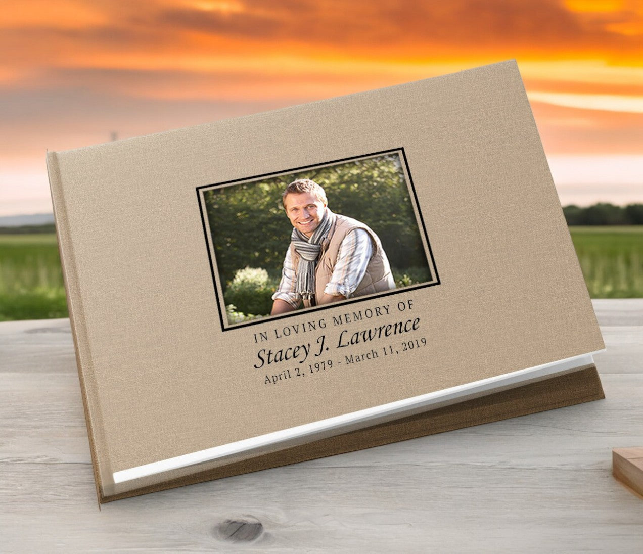 Clearwater Landscape Linen Funeral Guest Book