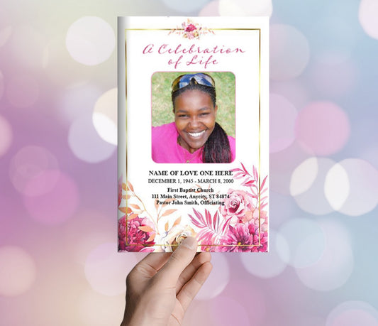 Crystal Watercolor Funeral Program Template