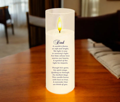 In Memory of Dad Flameless Acrylic LED Memorial Candle