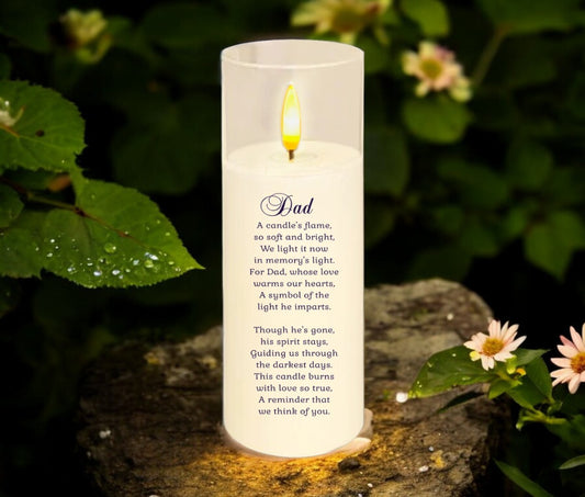 In Memory of Dad Flameless Acrylic LED Memorial Candle