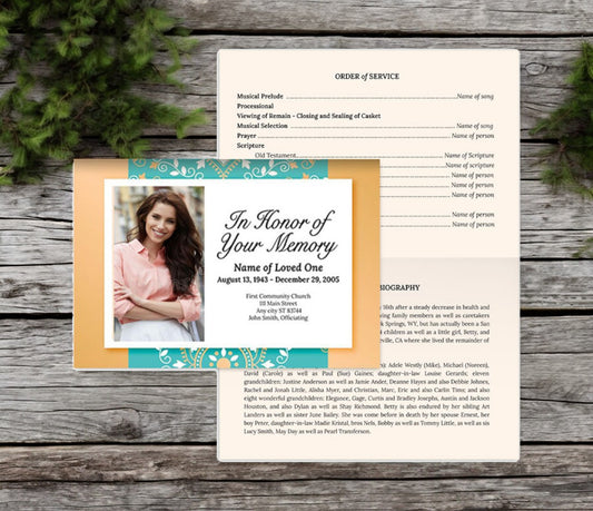 Delhi Greeting Card Style Google Docs Funeral Program Template