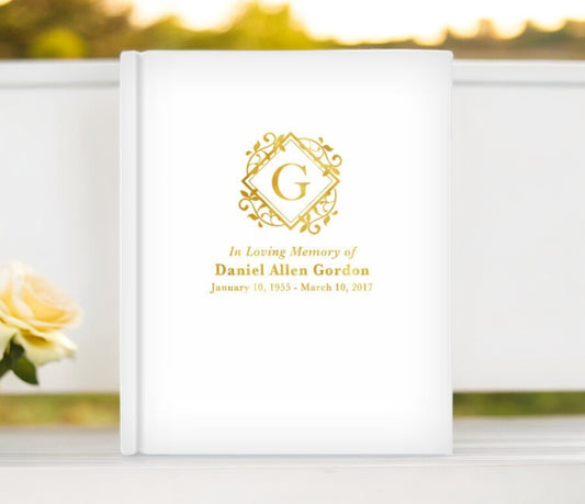 Diamond Foil Look Portrait Funeral Guest Book