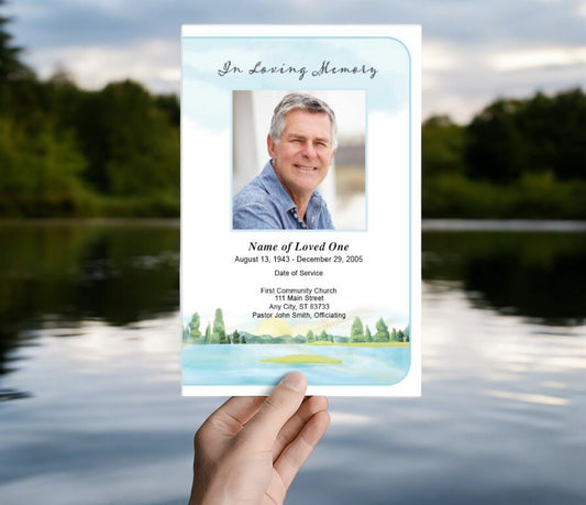 Dream Watercolor Funeral Program Template