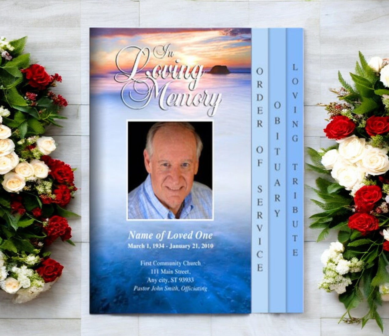 Dusk 8-Sided Graduated Funeral Program Template