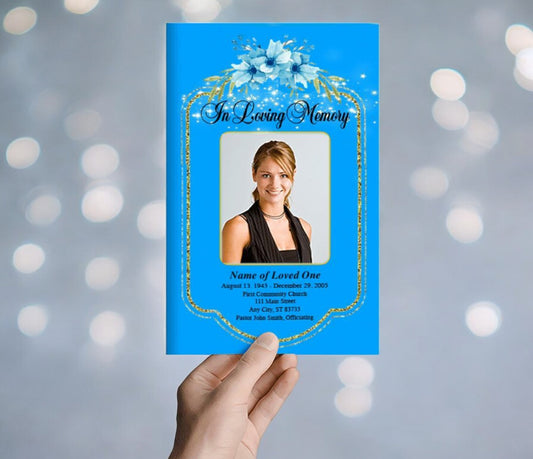 Floral Glitter Funeral Program Template