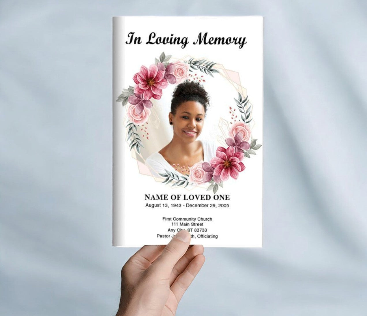 Flower Framed Funeral Program Template