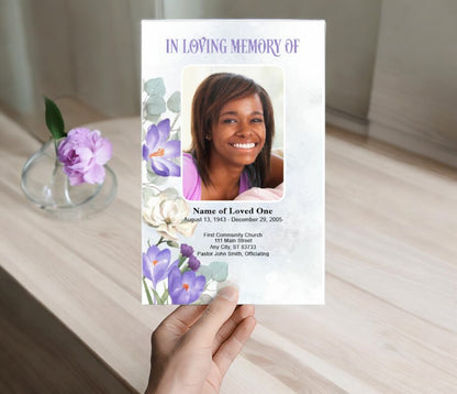 Freesia Watercolor Funeral Program Template