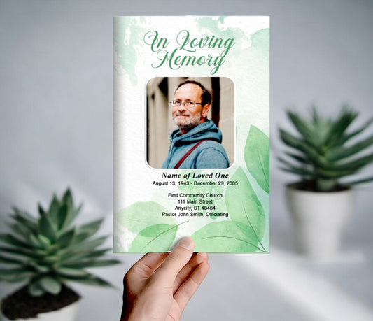 Green Leaf Funeral Program Template