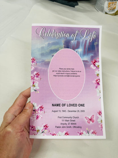 Orchid Blooms Funeral Program Template