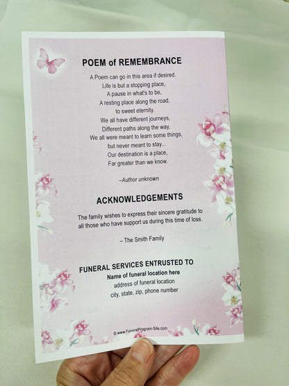 Orchid Blooms Funeral Program Template