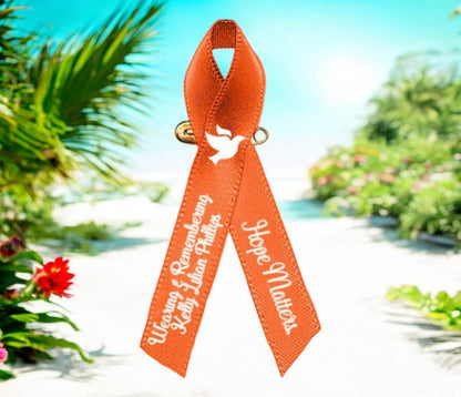 Leukemia Cancer Ribbon (Orange Color Ribbon) - Pack of 10