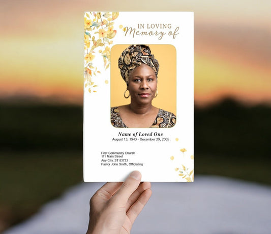 Linen Watercolor Funeral Program Template