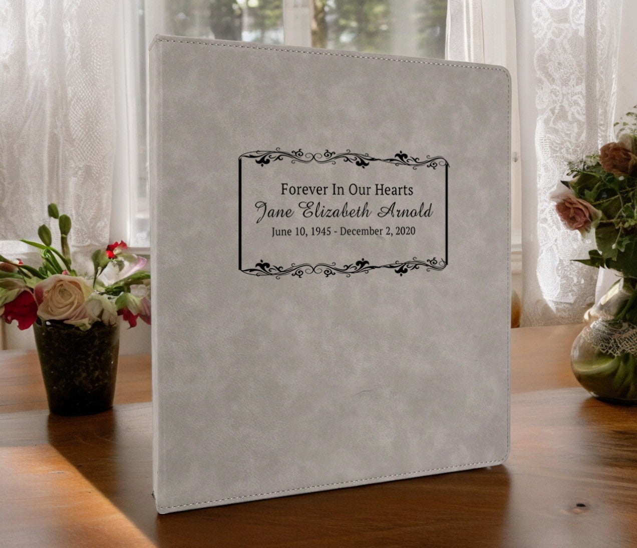 Memorial Funeral Guest Book Binder Leatherette Garland