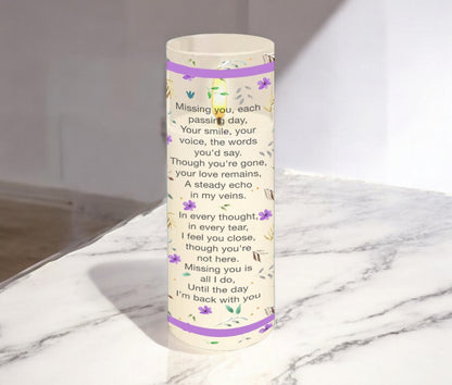 Missing You Flameless Acrylic LED Memorial Candle