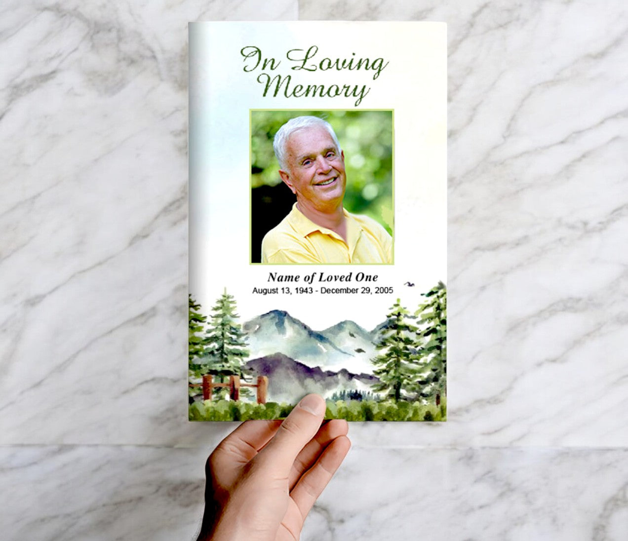 Pine Trees Funeral Program Template