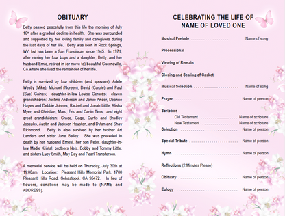 Orchid Blooms Funeral Program Template