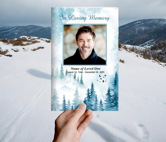 Snowy Mountain Funeral Program Template