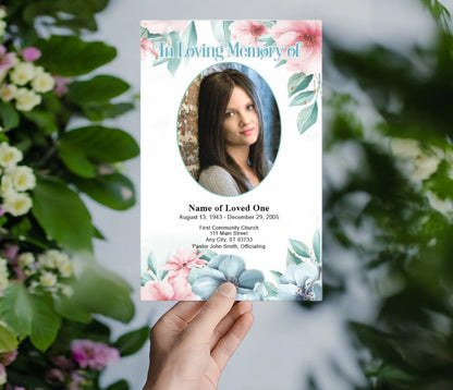 Willow Watercolor Funeral Program Template