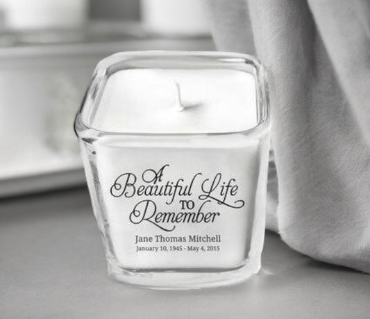 A Beautiful Life Personalized In Loving Memory Memorial Candle - The Funeral Program Site