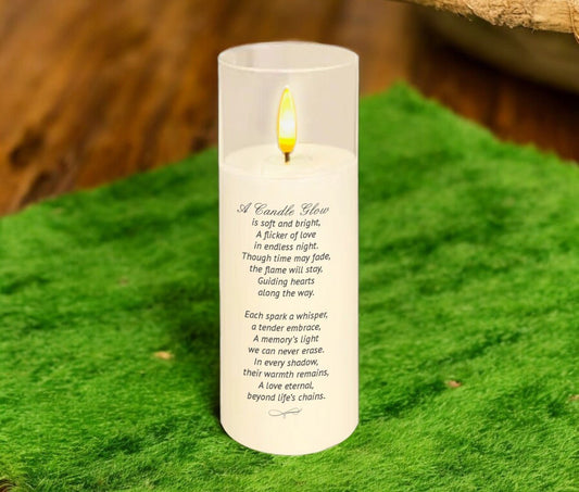 A Candle Glows Flameless Acrylic LED Memorial Candle - The Funeral Program Site