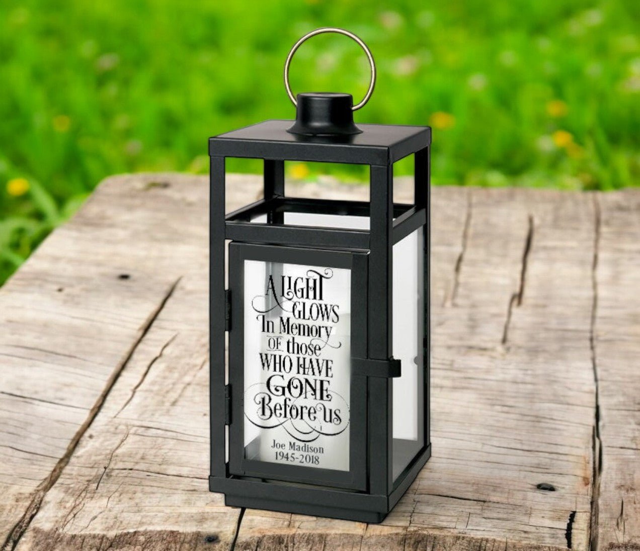 A Light Glows In Memory Black LED Memorial Lantern - The Funeral Program Site