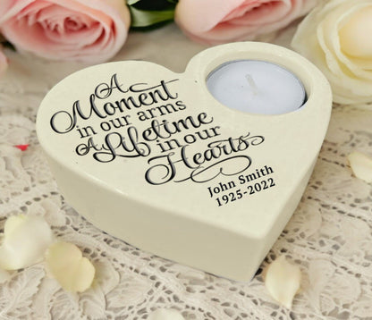 A Moment Stone Heart Tea Light Memorial Candle Holder - The Funeral Program Site