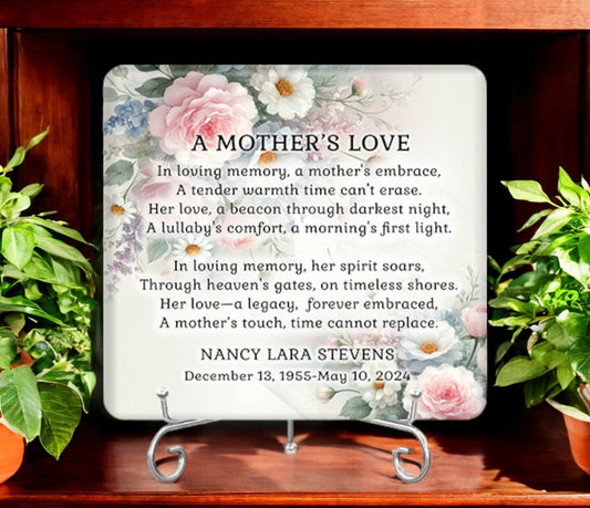 A Mother's Love In Loving Memory Memorial Plaque - The Funeral Program Site