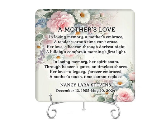 A Mother's Love In Loving Memory Memorial Plaque - The Funeral Program Site