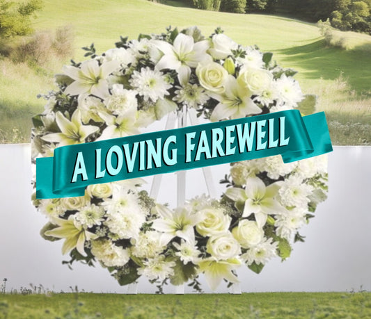 A Loving Farewell Funeral Flowers Ribbon Banner