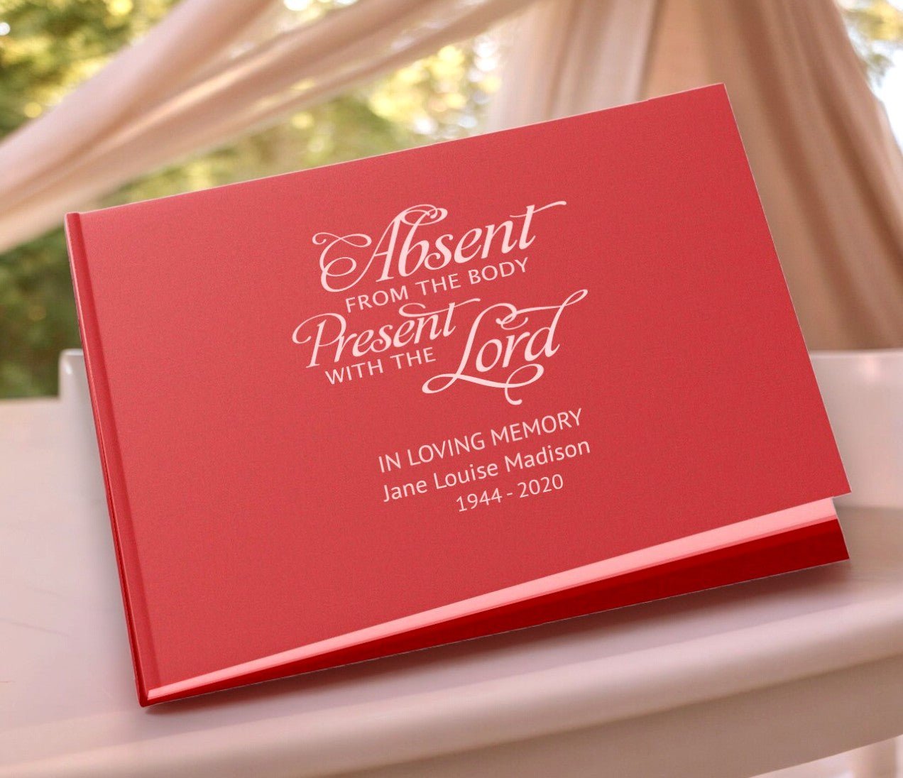 Absent From Body Landscape Linen Funeral Guest Book - The Funeral Program Site