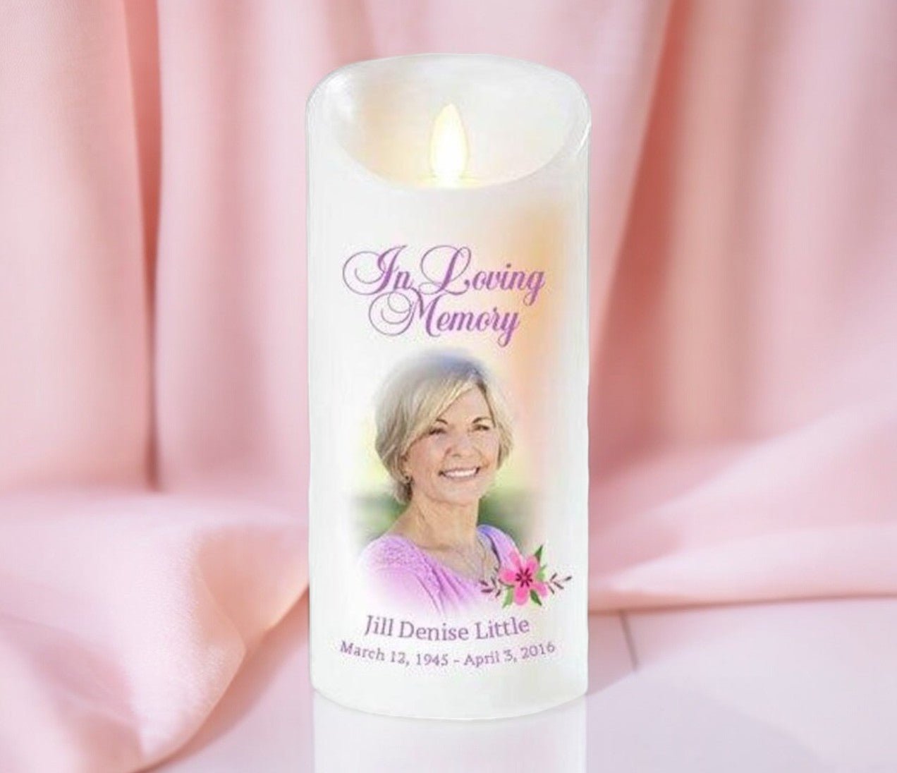 Accent Dancing Wick Personalized LED Memorial Candle - The Funeral Program Site